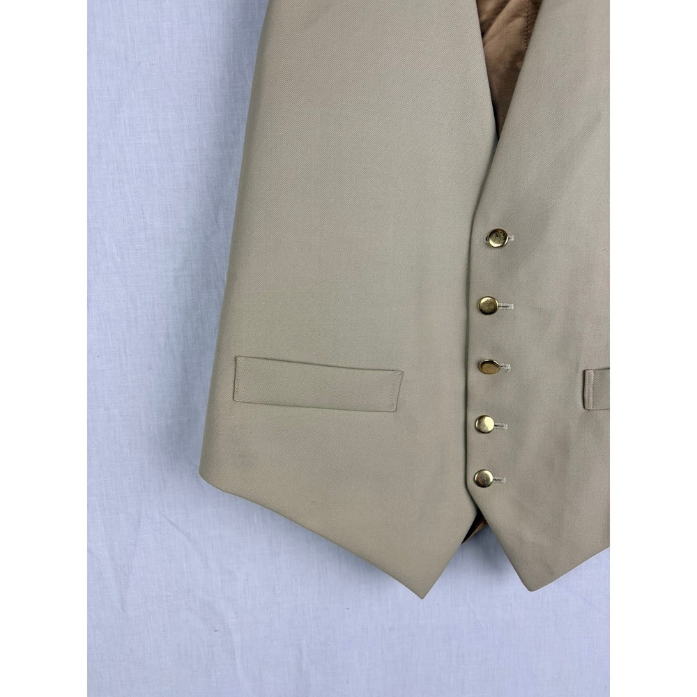 Frederick‎ Theak Mens Tan Formal Waistcoat Vest Made in England Gold Buttons XXL - Picture 6 of 15